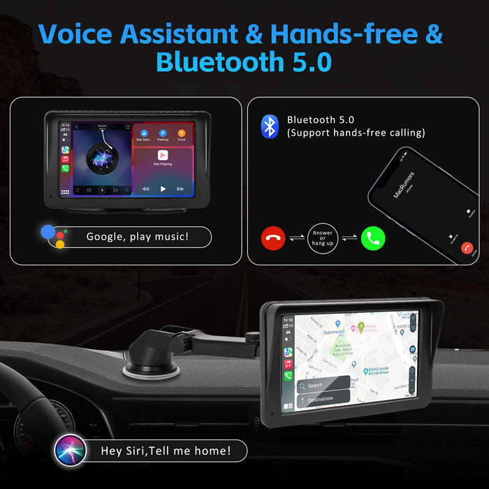 7 Inch Portable Radio Wireless Touch Screen Apple Carplay & Android Auto For Car - Smart Living Box