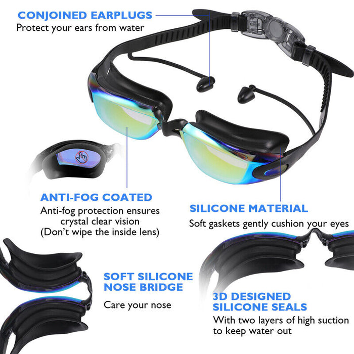 Adult Swim Goggles HD Clear Vision Anti-Fog Anti UV Protection Swimming Glasses