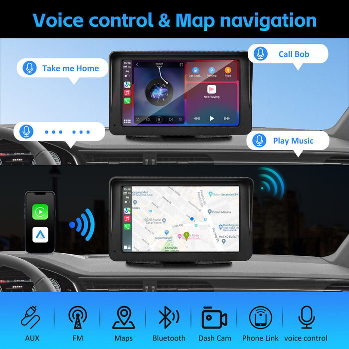 7 Inch Portable Radio Wireless Touch Screen Apple Carplay & Android Auto For Car - Smart Living Box
