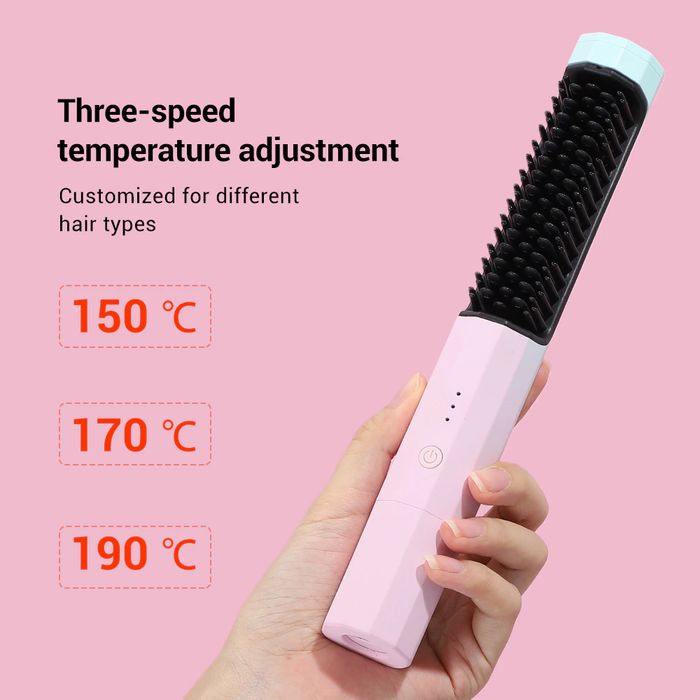 Frizz Wand 2 in 1 Hair Straightener Brush Comb Straightener Hair Curler Comb Styling Tools - Smart Living Box