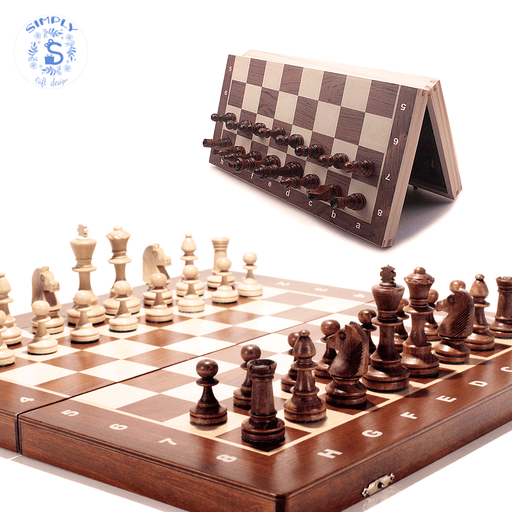 Large Chess Wooden Set Folding Chessboard Magnetic Pieces Wood Board - Smart Living Box