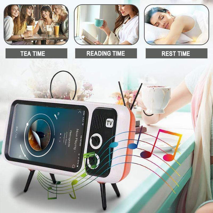 Retro TV Bluetooth Speaker Mobile Phone Holder - Smart Living Box