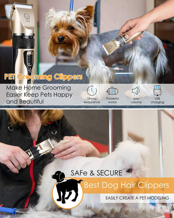 Dog Shaver Clippers Low Noise Rechargeable Cordless Electric Quiet Hair Clipper Grooming Kit Set - Smart Living Box