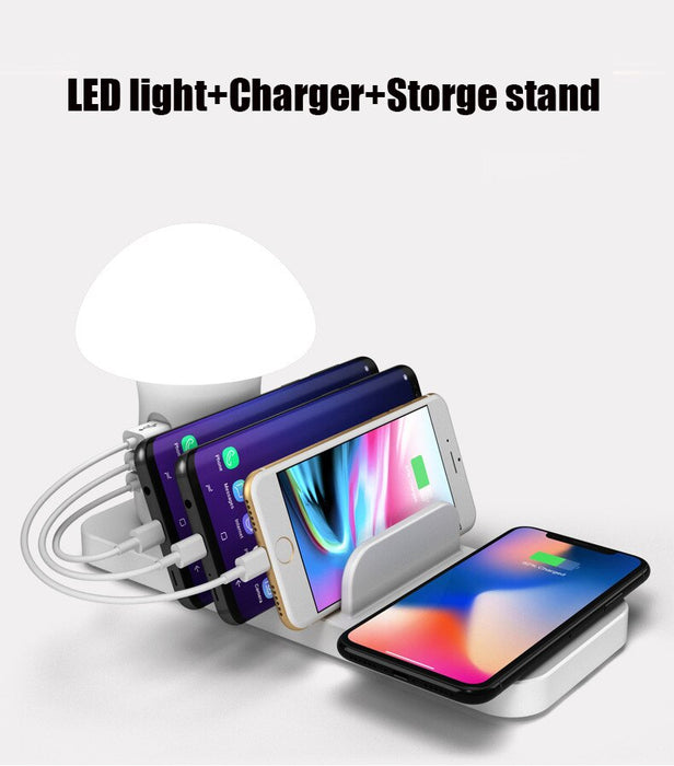 5 Port Multi-USB Smart Charging Station Mushroom Lamp Charger Stand For iPhone iPad - Smart Living Box