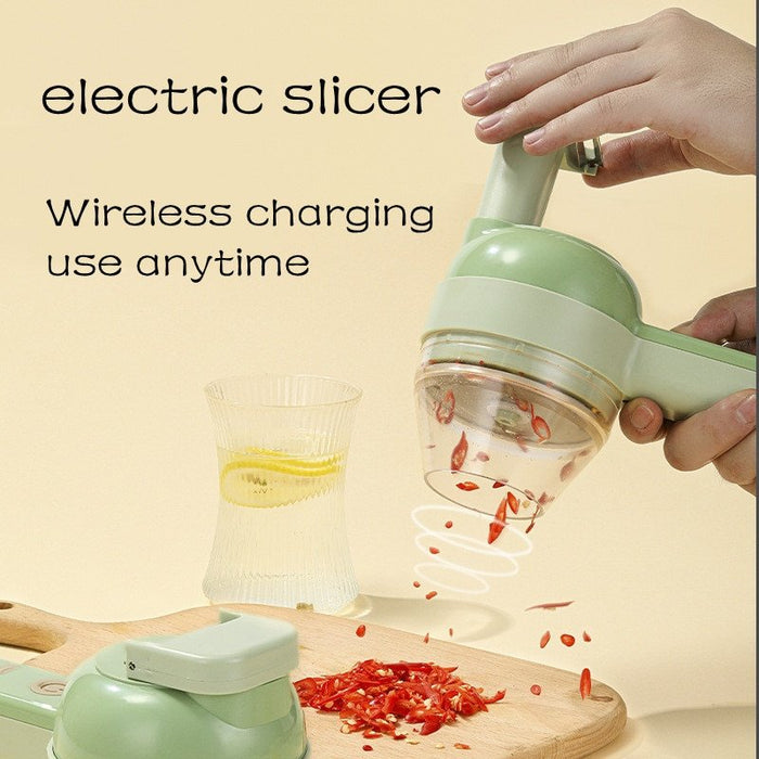 4 In 1 Handheld Electric Vegetable Cutter Set Usb Charging Ginger Masher Machine - Smart Living Box