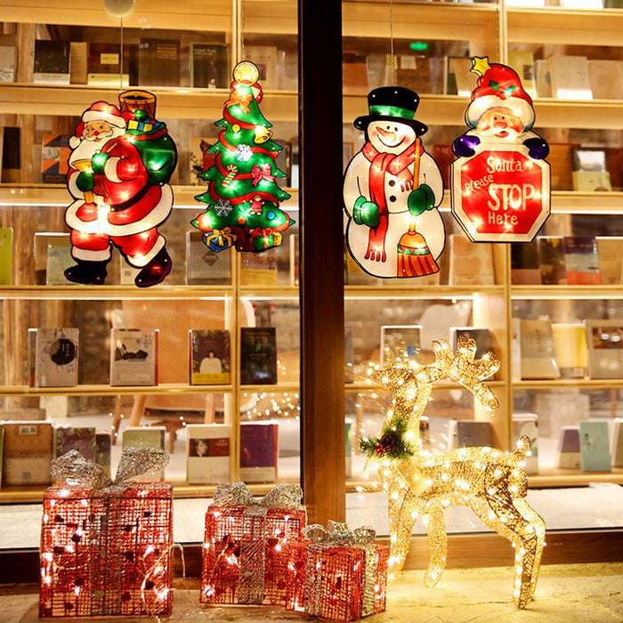 Christmas Window Hanging LED Light Xmas Ornament Suction Cup Battery Decor Lamps - Smart Living Box