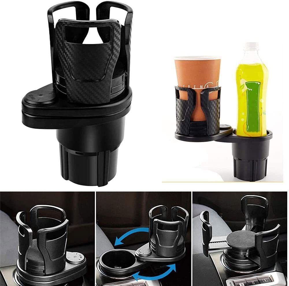 Car Cup Holder Expander Adapter 360°Rotating Adjustable Dual Drink Holders - Smart Living Box