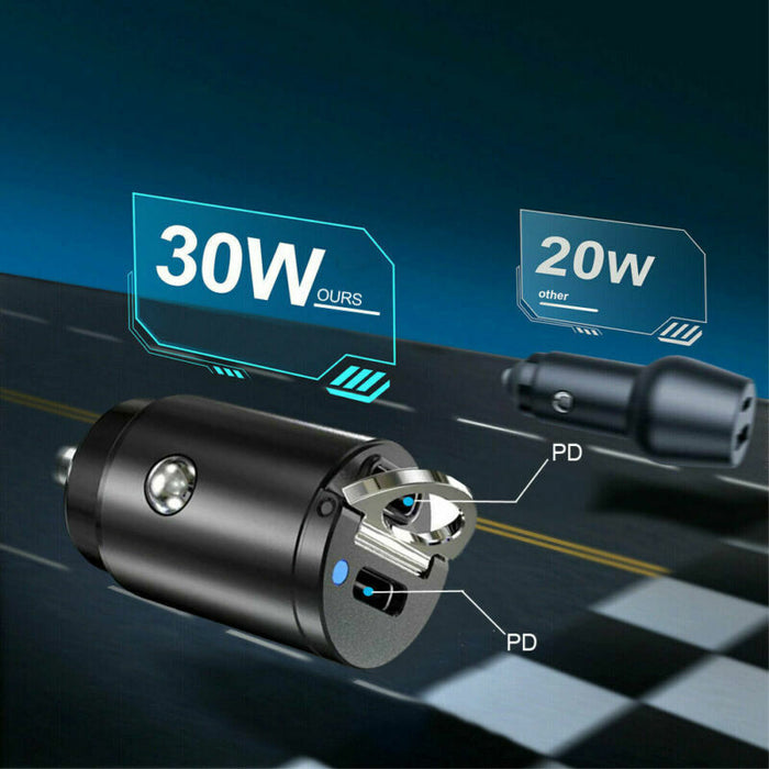 Dual USB Type-C PD Car Phone Charger Adapter 30W Fast Charging Car Accessories - Smart Living Box
