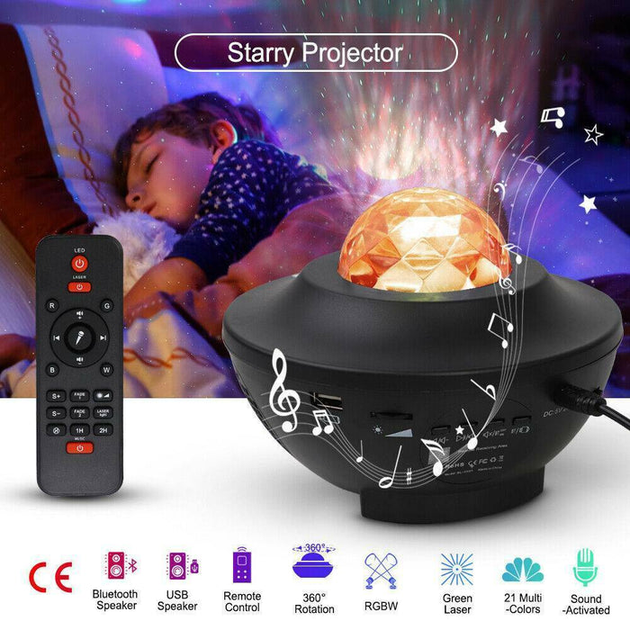 LED Galaxy Starry Night Light Projector Ocean Star Sky Party Baby Room Lamp Gift - Smart Living Box