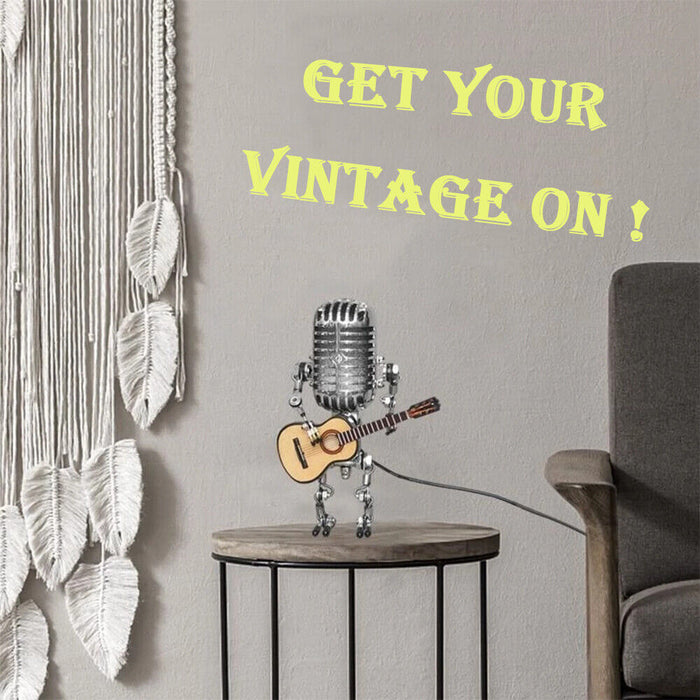 Vintage Mikrofon-Gitarren-Roboter-Tischlampe