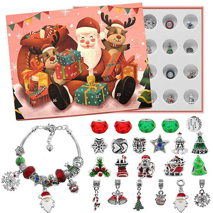 Christmas Advent Calendar DIY Charm Bracelet Jewelry Set Kids Surprise Gift Box - Smart Living Box