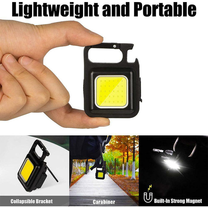 Mini COB Work Light Rechargeable LED Flashlight Keychain Portable Bottle Opener - Smart Living Box