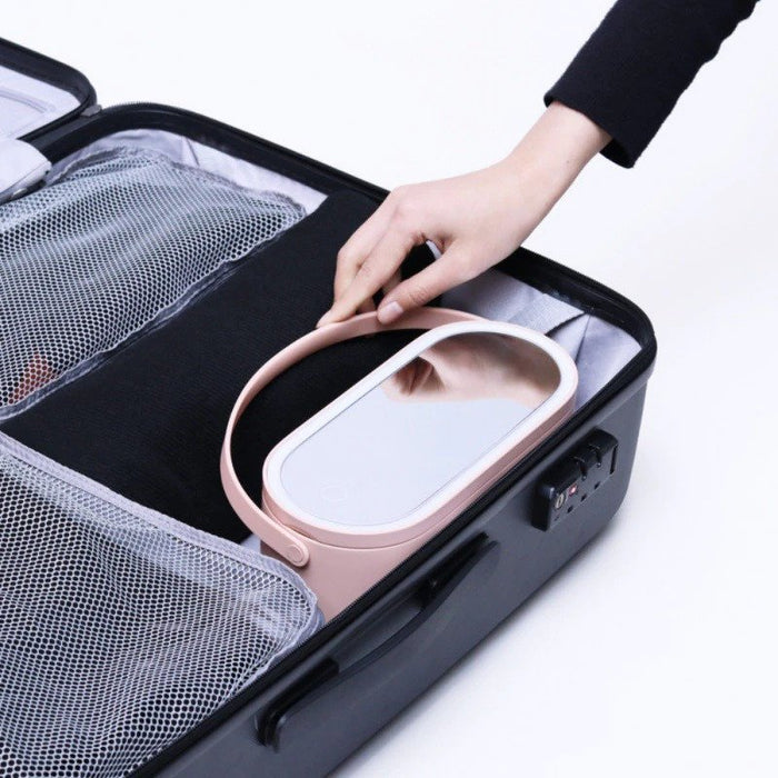Travel Portable Makeup Organizer Box with LED Light Mirror - Smart Living Box